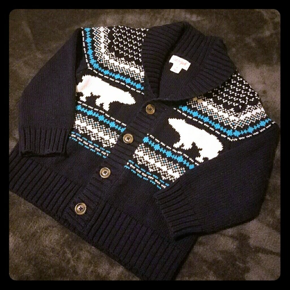 Cat & Jack 2T boys cardigan winter bear sweater. - Picture 1 of 4
